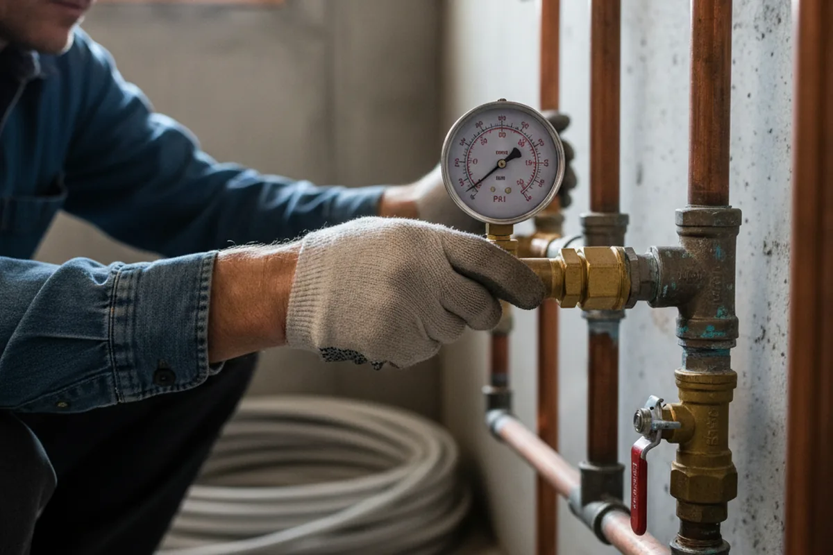 Pressure testing a repaired line during Water Line Repair in Locust Fork